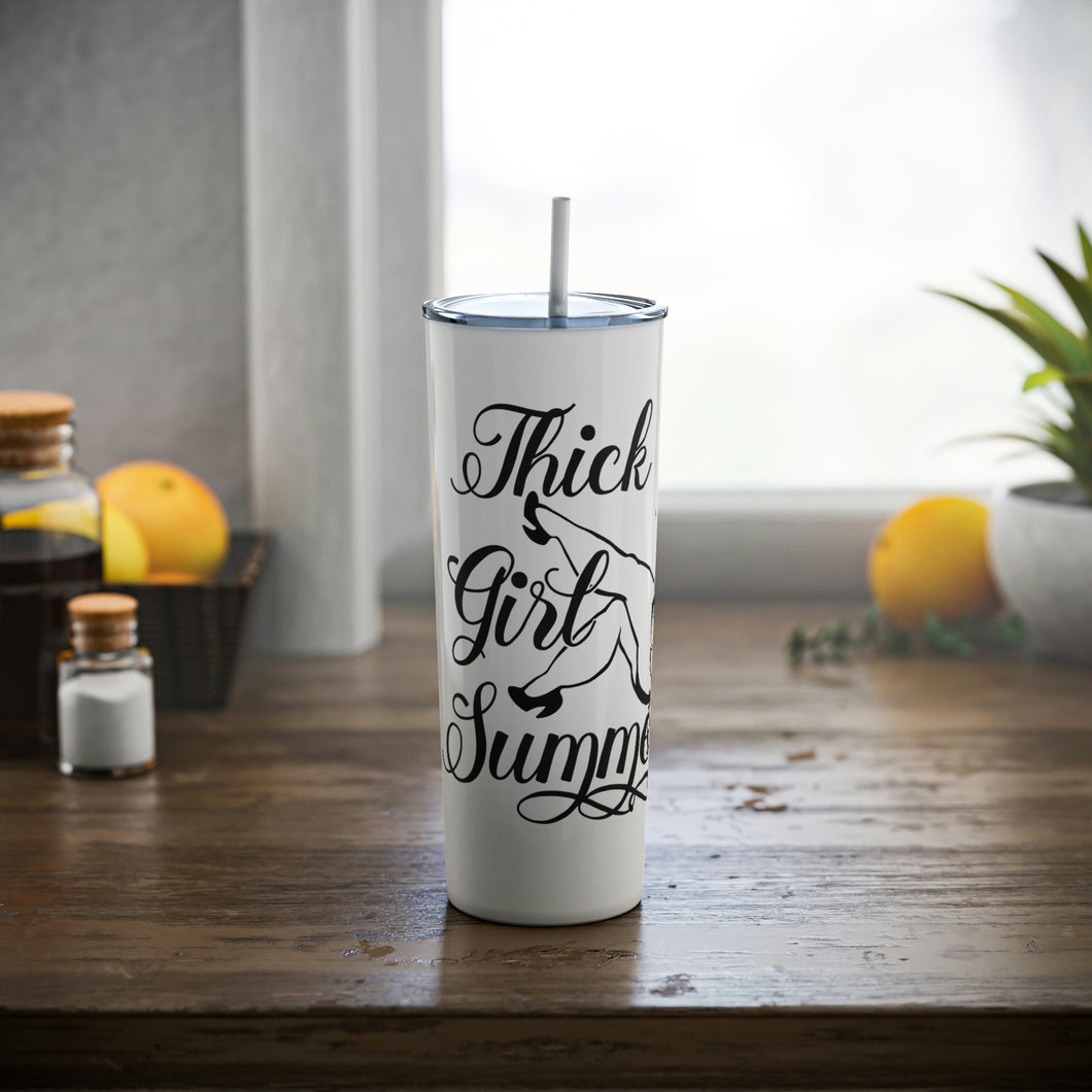 Thick Girl Skinny Steel Tumbler with Straw, 20oz